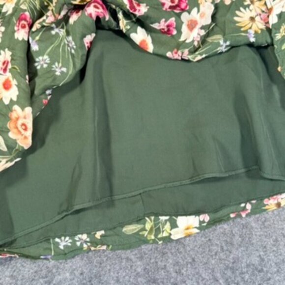 Parker Womens Silk Satin Mini Dress Cacti Daisy Green Size 8 Summer Boho NWT Lux - Picture 7 of 12